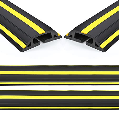 Image of Eapele 10 ft Floor Cable Cover Protector, Heavy Duty PVC Duct Easy to Unroll, Prevent Trip Hazard for Outdoor Settings (2pcs)