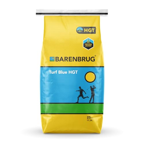 Barenbrug Turf Blue Healthy Grass Technology Grass Seed with Yellow Jacket Coating - Heavy Traffic Seed for Use on Sports Fields Golf Courses Parks Lawns and Yards Yellow (25 LB Bag)