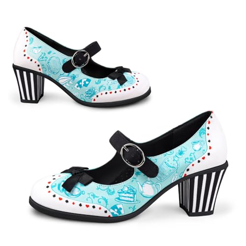 Image of Hot Chocolate Design Artistic Women's Mid Heel Strap Pumps | Block Heel Design, Vegan Faux-Leather Upper, Padded Footbed, Buckle Closure, Occasion Pumps for Women