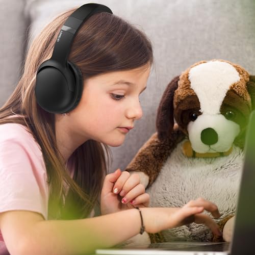LORELEI B-E5 Kids Bluetooth Headphones, Wireless Headphones for Kids, Foldable 40H Playtime, Bluetooth Headphones with Built-in mic, On Ear Headsets for Child/Teens/School/Tablet(Space Black)