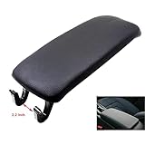 Heart Horse Leatherette Armrest Cover Center Console Lid With Latch for Audi S4 C5 A6 2000-2006 (black)