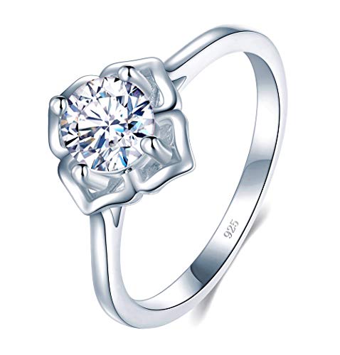 BORUO 925 Sterling Silver Ring, Cubic Zirconia CZ Eternity Engagement Wedding Band Ring Size 7