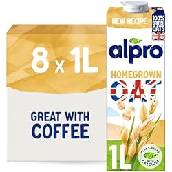 Alpro Oat Drink - 100% British Oats - Plant-Based Long Life Dairy Free & Lactose Free Milk Alternative - 1L (Pack of 8)