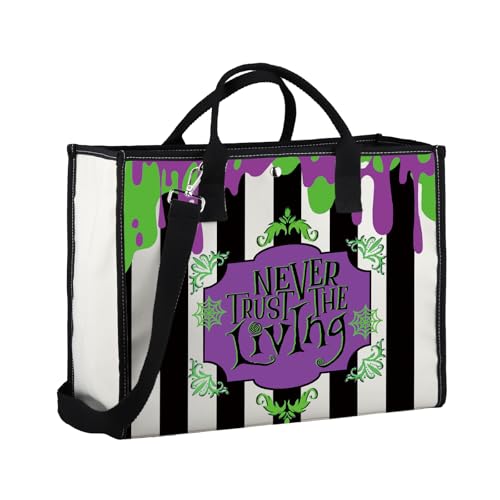 WSNANG Ghost Movie Inspired Gift Never Trust The Living Tote Bag Halloween Ghost Shoulder Bag(Living Tote)
