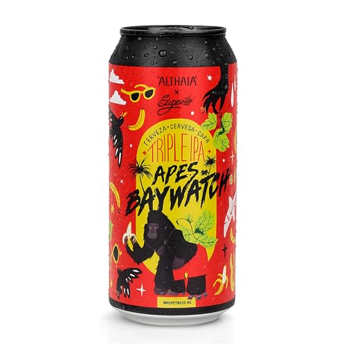 Althaia Apes Baywatch Triple IPA – Cerveza Artesana de Estilo Triple IPA – Lata 44cl – 9,5% Vol – Intensa, Tropical y Amarga (Pack 6 latas, 6, unidad)