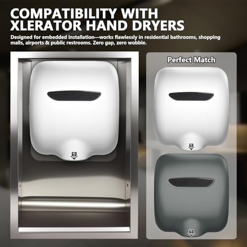 Dryer 40502 Stainless Steel Recess Kit Compatible with XLERATOR Hand Dryer,for Homes, Shopping Malls, and Public Spaces,White(Dryer Not Included) by Fystensk - Image 2