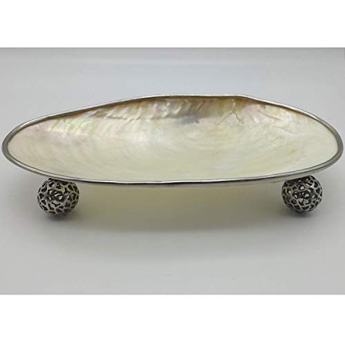 SEPEHR DAD CAVIAR parelmoeren schaal van echte zoutwaterschelpen serveerschaal (kaviaarschaal) met voeten - 100% handwerk (M)