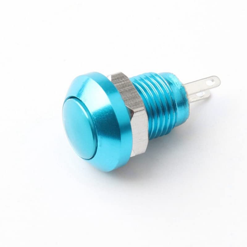 Bouton interrupteur 8mm en métal bleu à auto-réinitialisation avec petite encoche