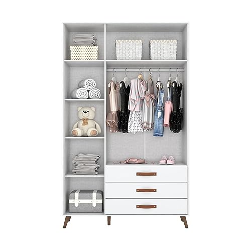 Guarda Roupa Infantil 3 Portas 3 Gavetas Retrô Lisa Branco/Jequitibá HP