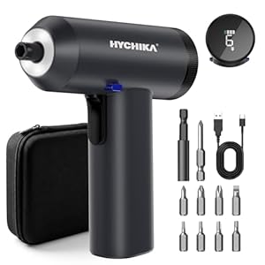 HYCHIKA Tournevis Electrique Sans Fil, 6 N·m Tournevis Electrique Sans Fil avec Écran, 7 Réglages de Couple, Batterie 2200 mAh, Lumière LED, Idéal Pour Les Réparations de Meubles et D'articles Ménager