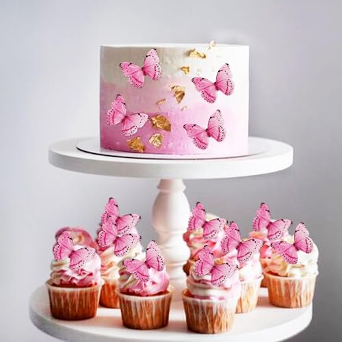 Ercadio 40 PCS Edible Purple Butterfly Cupcake Toppers Edible Butterfly Cupcake Drink Topper Decor for Spring Theme Baby Shower Kids Birthday Party Cake Supplies - Thumbnail 4
