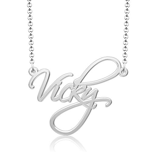 Amazon Com Vicky Custom Name Necklaces For Women Sterling Silver Personalized Jewelry Clothing Shoes Jewelry