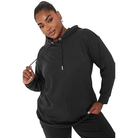 Yours Curve Ribbed Plus Size Hoodie Cover