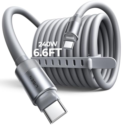 Image of LISEN 6.6FT USB C Cable Fast Charging, Chubby 240W Cable USB C to USB C Fast Charging Soft Silicone USBC to USBC Parallel Cable for iPhone 17 Pro Max 16 15 Samsung S25 Ultra MacBook Pro Air iPad Grey