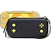 Rayvol Slim Case for Nintendo Switch Lite, Fits Console W/Protective Grip Case, 16 Game Cartridges, Portable Hard Shell Cover Carrying Bag Travel Pouch, Yellow Gaming Pattern Design, Color Black