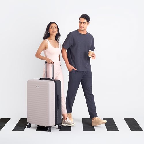 Image of Assembly Large Check-in Large Luggage with 3 Packing Cubes & TSA Lock, Durable Polycarbonate Hard Shell Luggage for Adventure Travel, Ivory-Grey, 28-Inch