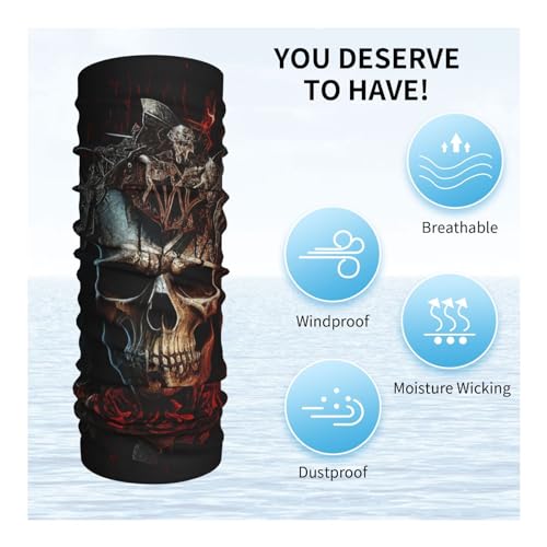 Skull Music Rock Guitar Death Cool Neck Gaiter Face Cover Scarf Balaclava Bandana para Mujeres y Hombres para Motocicleta Ciclismo Esquí Fiesta miniatura 5