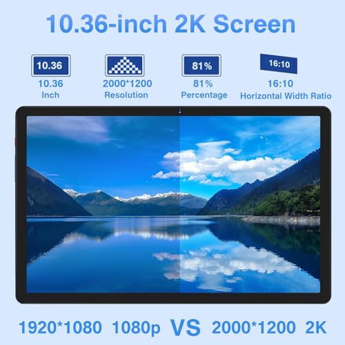 Image of Tablet Android Tablet PC 10.36-Inch 2K Screen 16GB RAM + 256GB ROM + TF 1TB Octa-Core 2.0 GHz / 2000 * 1200 8600 mAh / 5MP + 13MP / 5G WiFi /Bluetooth 5.0, with Protective ase Blue