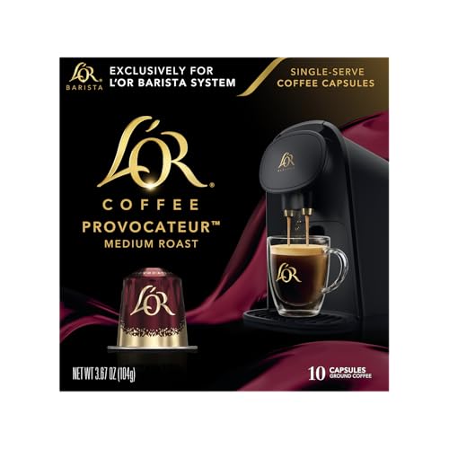 L'OR Coffee Pods, 10 Count Provocateur Medium Roast Blend, Single-Serve Aluminum Coffee Capsules Compatible with the L'OR BARISTA System & *Nespresso Original Machines, 10 count (Pack of 1)
