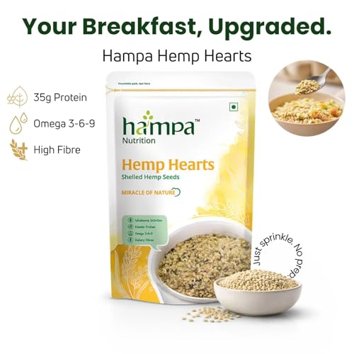 Image of Hampa Hemp Hearts -125g, Pack of 2 | Shelled Hemp Seeds for Eating