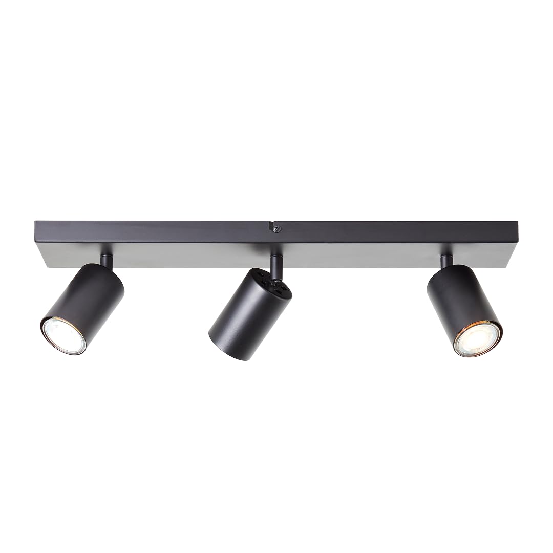 Brilliant Jello LED Spotbalken 3-flammig – Deckenleuchte aus Metall in Schwarz matt mit schwenkbaren Köpfen, inkl. 3× LED GU10 (350 lm, warmweiß), dimmbar, IP20