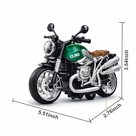 Image of Braintastic Model Diecast Car Toy Vehicle Pull Back Friction with Openable Doors Light & Music Toys for Kids Age 3+ Years (Sports Bike Green)