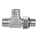 Brennan FS6804-12-12-12-NWO-FG Tee O-Ring Face Seal Fitting, 1-3/16"-12 NPT x 1-3/16"-12 NPT x 1-1/16"-12 NPT Thread, 3/4" Male Face Seal x 3/4" Male Adjust. O-Ring Boss x 3/4" Male Face Seal