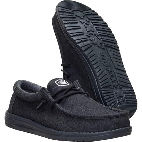 Image of HEYDUDE Men's Wally Stretch Jersey Slip On Shoes | Lightweight Comfortable Travel Loafers with Elastic Laces