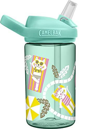 Image of CamelBak Eddy+ 14 oz Kids Water Bottle with Tritan Renew - Straw Top, Leak-Proof When Closed, Pool Cats