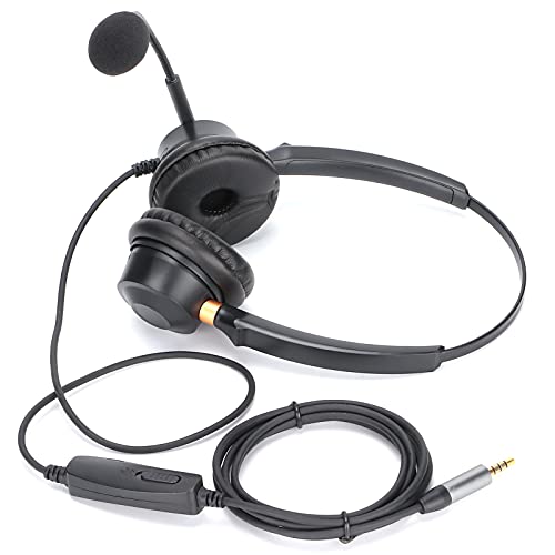 Yctze Auriculares Premium con Aluminio: Micrófono con Cancelación de Ruido, Auriculares Telefónicos Livianos y Ajustables para Negocios, Centros de Llamadas, Chat de Skype, Cursos en Línea y