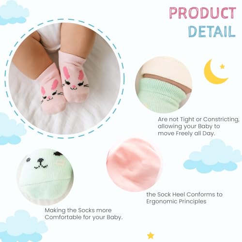 Image of SYGA Baby Boy's & Baby Girl's Ankle Length Cotton Socks (Pack of 4) for 0-12 months (4 KittyBabySocks Multicolored)
