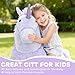Qaba Ride on Horse for Kids 4-7 Years, 37.8 Inch Height Plush Riding Unicorn, Walking Horse Animal with Rolling Wheels for Active Play, No Batteries Required, Purple
