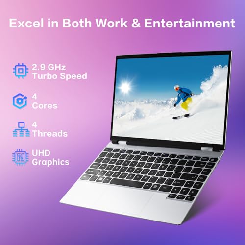 Image of 2025 14'' Laptop Compatible with Windows 11, 8GB RAM 256GB SSD, Quad-Core Processor(2.9GHz), 1080P FHD Display, TF Card Slot, USB-C, Mini-HDMI, WiFi5, Bluetooth, Webcam, Silver