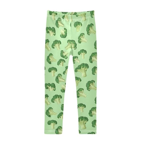 Wusikd Broccoli Florets Girls' Leggings Toddler Doodles Green Color Kids Yoga Pants Dance Active Tights 4T
