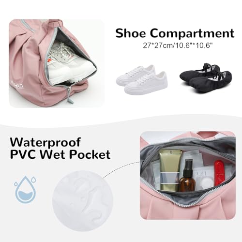 20L Small Gym Duffel Bag with Shoe Compartment for Women, Sports Duffle Bag with Wet Pocket, Pink3