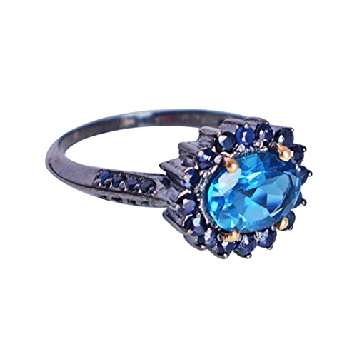 Bague topaze bleue et saphir argent London RI-5942 pour sublimer vos tenues