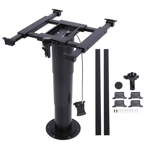 Base de pedestal ajustable para mesa RV con control remoto, elevación neumática de 355 mm a 730 mm, ideal para barcos y yates, diseño negro duradero