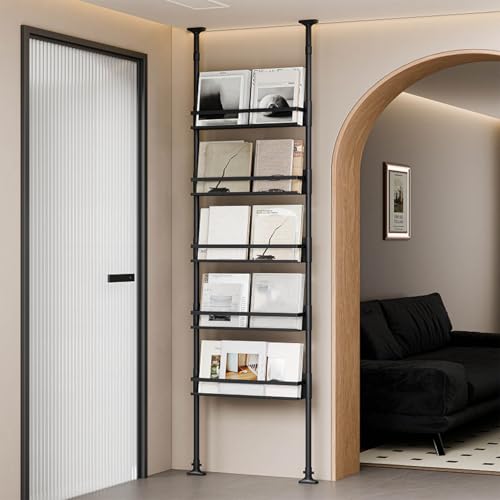 5 Tier Adjustable Height Bookshelf Floor to Ceiling Picture Book