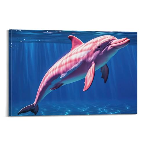 Poster d'art dauphin rose : décoration sur toile haut de gamme pour adulte et ado