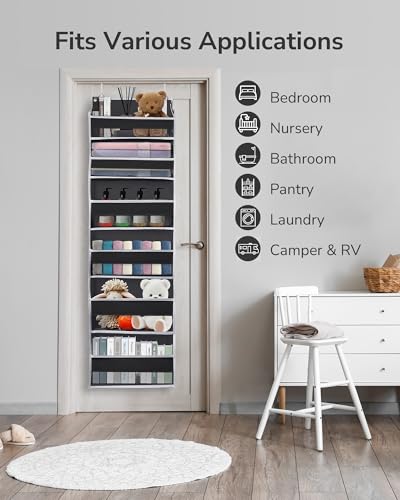 Image of ULG 2Pack-Over The Door Organizer with 6 Large Pockets 12 Side Pockets Door Hanging Organizer Black Door Hanging