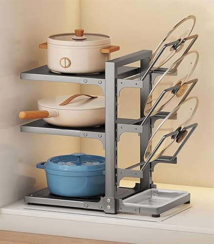 Adjustable Pot Lid Holder - Snap-On Detachable Kitchen Storage Organizer for Space Saving, Efficient Cookware Management & Easy Access to Lids