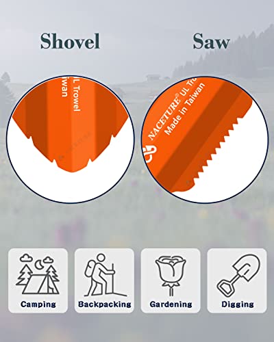 Naceture Ultralight Backpacking Trowel Aluminum Shovel Small Potty Multitool With Longer Handle Design Essential For Hiking, Camping And Survival Bags (Orange 1 Pack) #TOP2