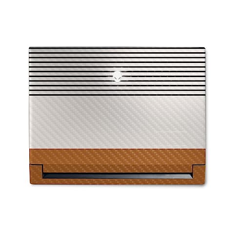 Image of MightySkins Carbon Fiber Skin Compatible with Alienware M18 R1 (2023) Full Wrap Kit - Neutral Stripes | Protective, Durable Textured Carbon Fiber Finish | Easy to Apply | Made in The USA