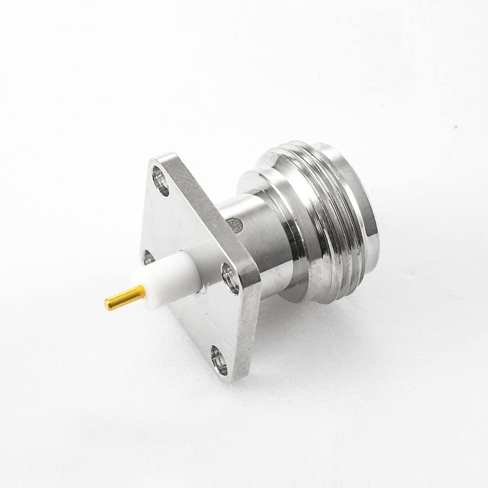 GXMRHWY N Type Female Jack Straight Welding Plate 4 Hole Flange Solder for PCB Mount