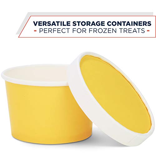 Glowcoast Ice Cream Containers With Lids - 6 oz (Mini Pint, 30 set) Ice Cream Storage Container for Homemade Icecream. Freezer-Safe Tub with Lid Protect Frozen Desserts like Yoghurt (Butterscotch, 30)