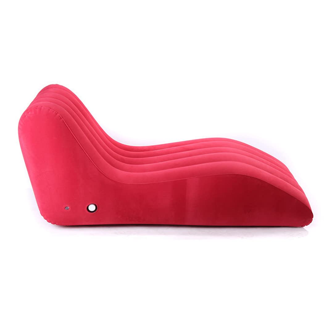 Divano Gonfiabile per Lettino, Portatile Singolo Casual Comodo Materasso Ad Aria Divano Letto Tatami per La Terrazza di Casa All'aperto Spiaggia Viaggi Campeggio,Rosso