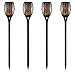 Produktbild 4 Stück Idena Solar Gartenfackel mit 96 LED, Flammenmuster, Ca. 78 cm, Plastik, 0.6 W, Schwarz, 12 x 12 x 78 cm