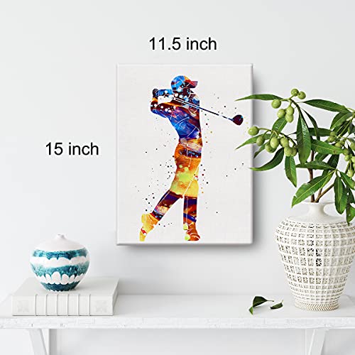 Golf Watercolor Wall Art Golf Sports Golfers Canvas Painting Prints For Home Office Wall Decor Framed Artwork Golfer Gifts(12X15 Inch) #TOP1