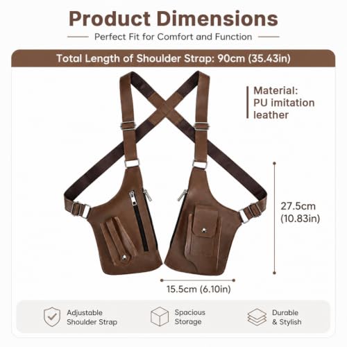 Image of GUSTAVE Chest Bag for Men Women Black Tactical Vest Bag Waterproof Multi-pockets Adjustable Rig Bag for Running, Cycling, Sports, Workouts, Outdoor