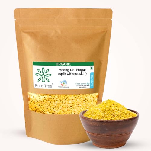 Image of Pure Tree Certified Organic Moong Split without Skin | 1.8 Kg / 1800 g | Dhuli Yellow Moong Dal Dhuli Plant Based High Protein